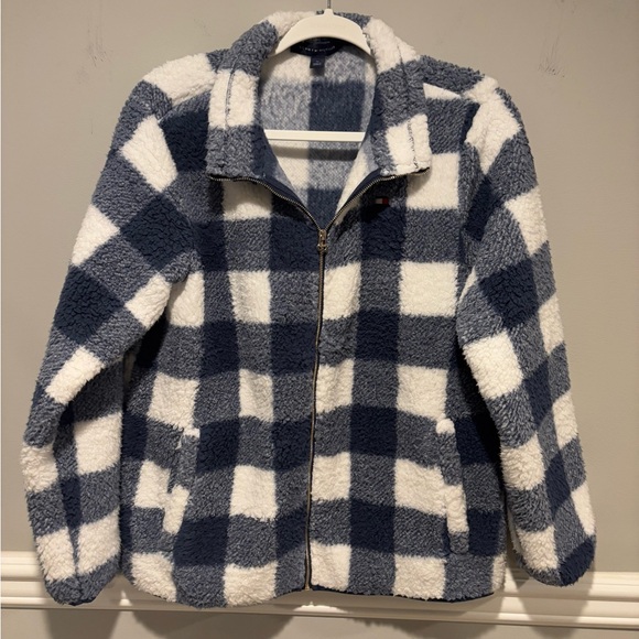 Women's Tommy Hilfiger Full Length Zip Up - Navy/White NWOT Size Medium - Picture 1 of 14
